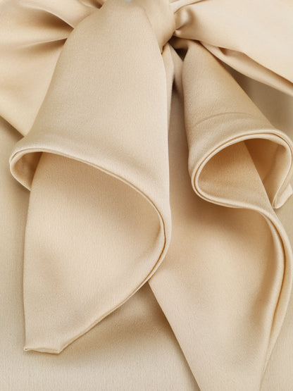 Top satiné à col lavallière - Beige - 3