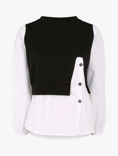 Sweat style chemise en trompe l&