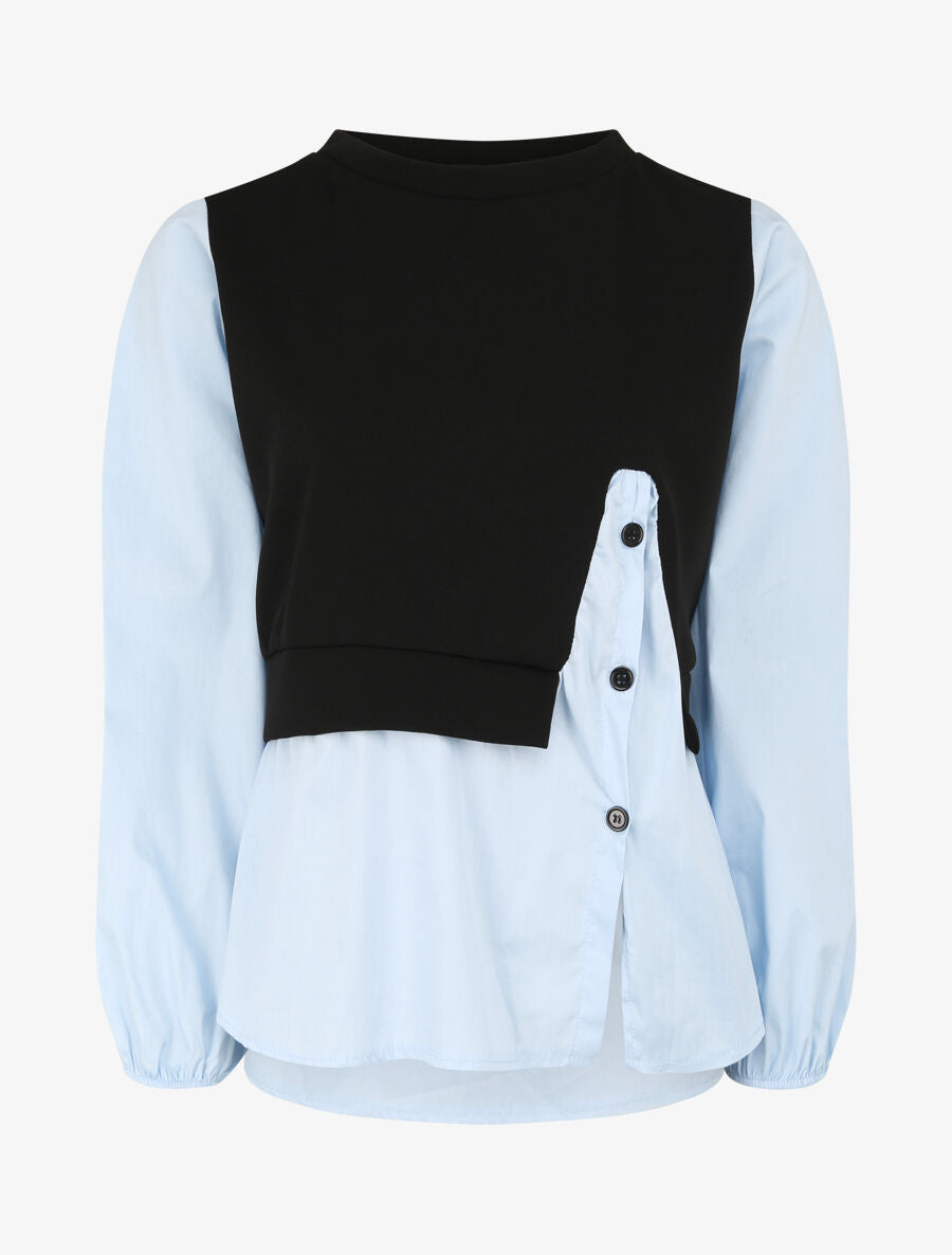 Sweat style chemise en trompe l&
