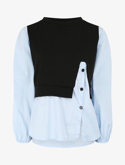 Sweat style chemise en trompe l&