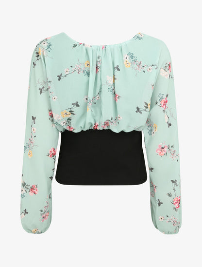 Top boule à imprimé bouquet champêtre - Vert d&
