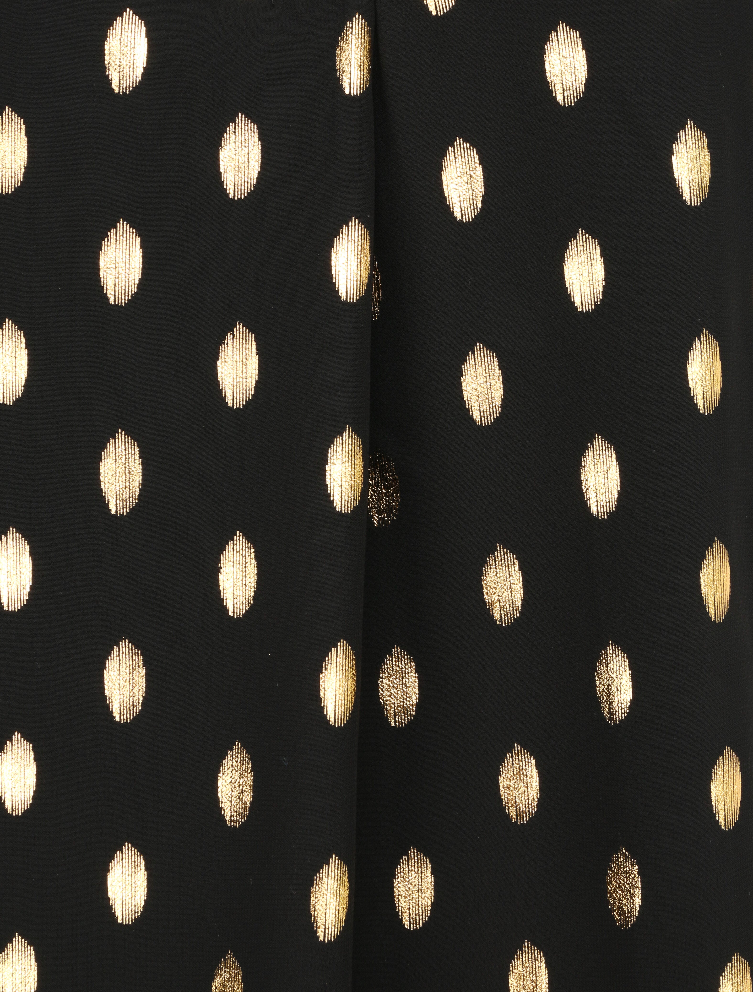 Top imprimé pois stylisés et irisés à col volanté - Noir - 3