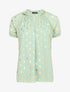 Top imprimé pois stylisés et irisés à col volanté - Vert clair - 1