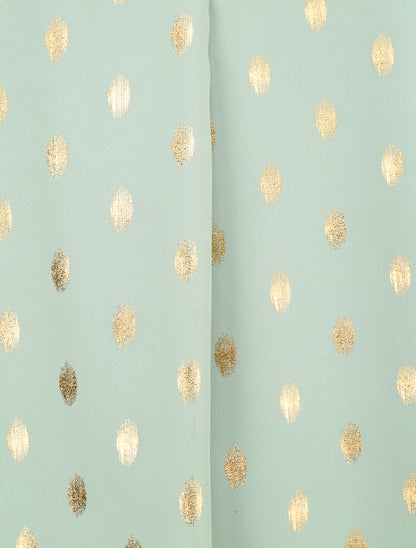Top imprimé pois stylisés et irisés à col volanté - Vert clair - 3