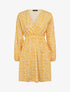 Robe imprimé fleurs de cerisier à détail crochet - Jaune - 4