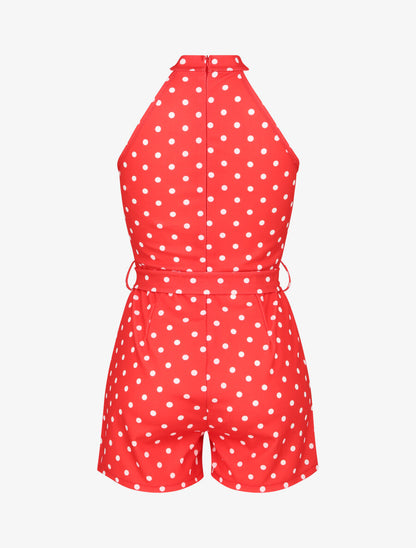 Combishort ajustée à pois - Rouge - 2