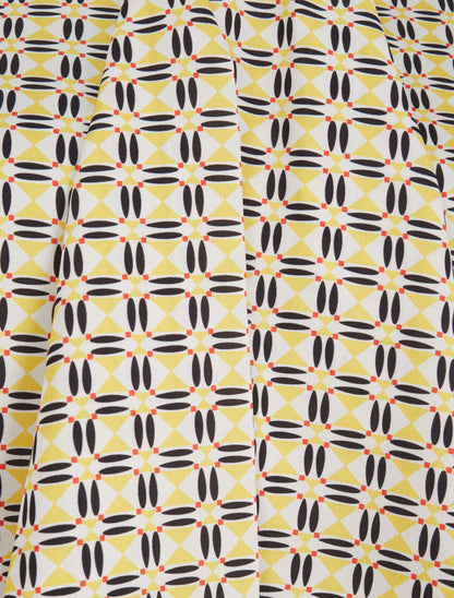 Blouse droite lavallière imprimé mosaïque - Jaune - 4