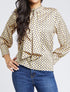 Blouse droite lavallière imprimé mosaïque - Jaune - 1