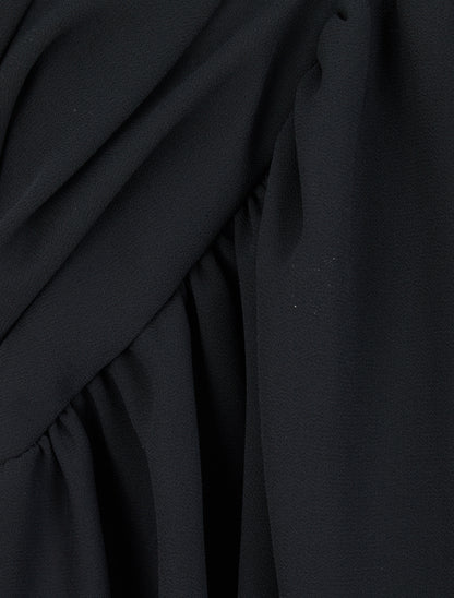 Top droit uni drapé - Noir - 3