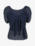 Top droit uni drapé - Marine - 1