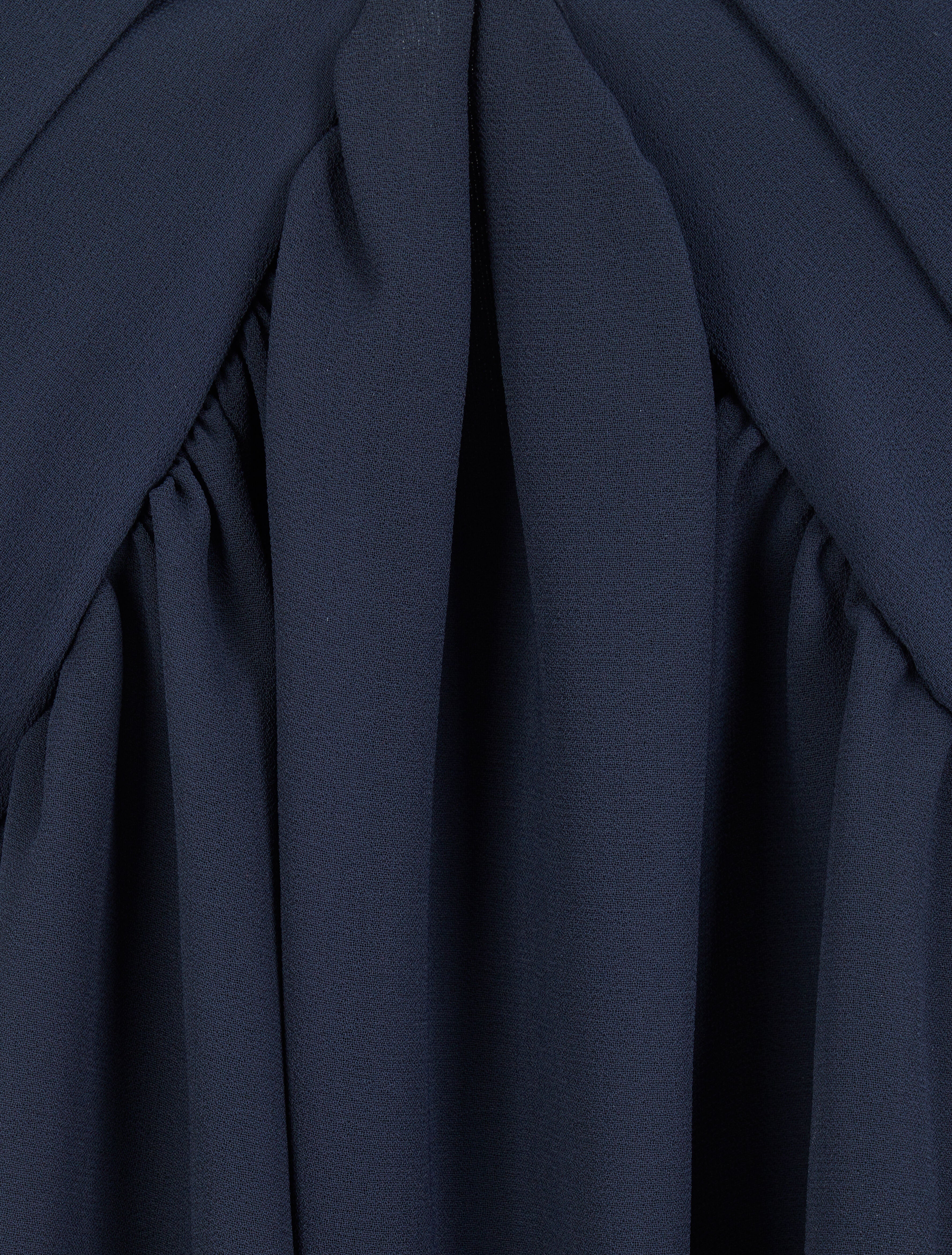 Top droit uni drapé - Marine - 3