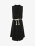 Robe chemise mi-longue unie à poches décoratives - Noir - 1