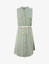 Robe chemise mi-longue unie à poches décoratives - Vert olive - 4