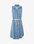 Robe chemise mi-longue unie sans manches - Bleu - 1