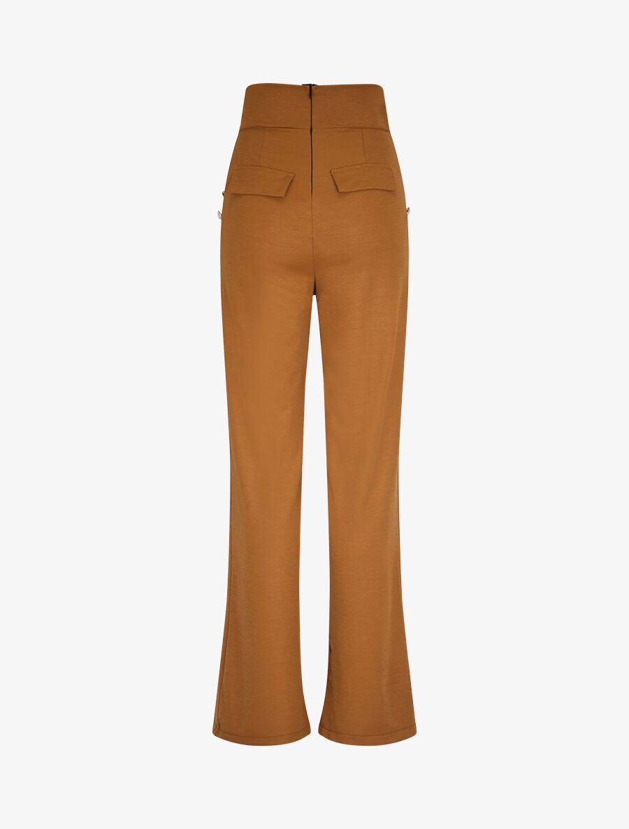 Pantalon à pont large et taille haute - Camel - 2