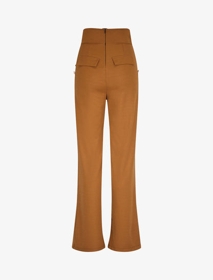 Pantalon à pont large et taille haute - Camel - 2