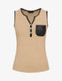 Débardeur droit uni à poche poitrine - Beige - 1