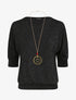 Top loose irisé manches 3/4 - Noir - 1