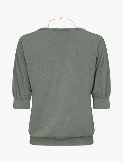 Top loose irisé manches 3/4 - Vert olive - 2