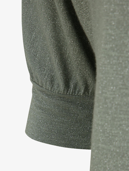 Top loose irisé manches 3/4 - Vert olive - 4