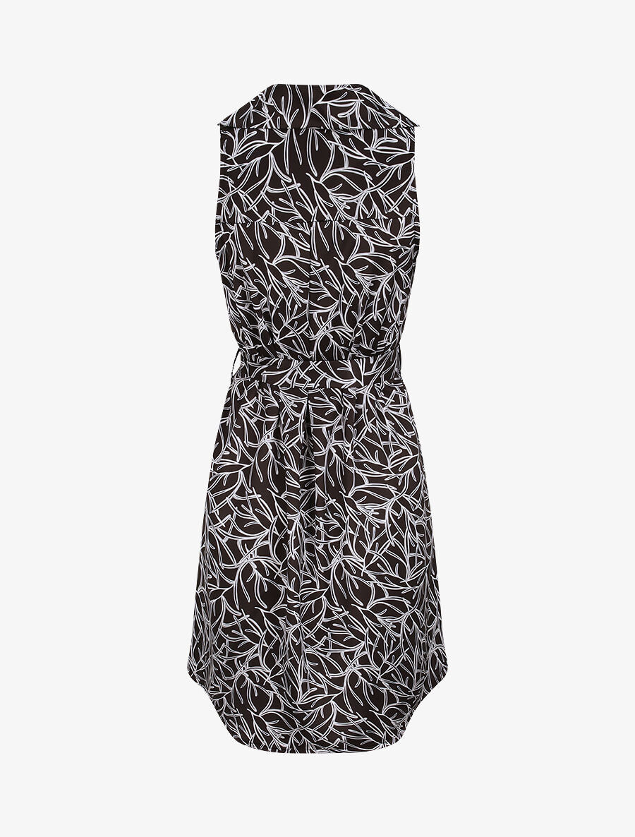 Robe chemise droite sans manches imprimé graphique - Noir - 2