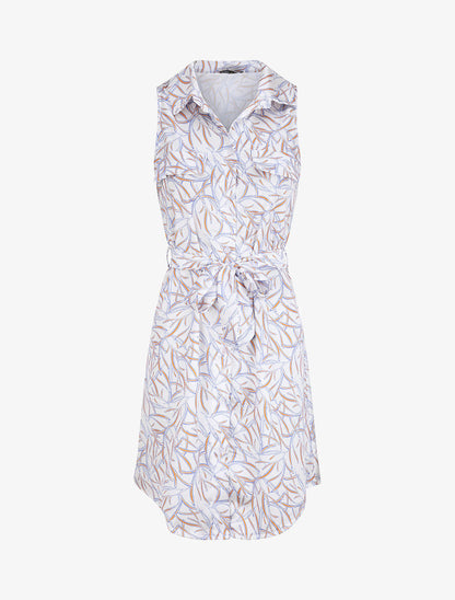 Robe chemise droite sans manches imprimé graphique - Blanc - 5