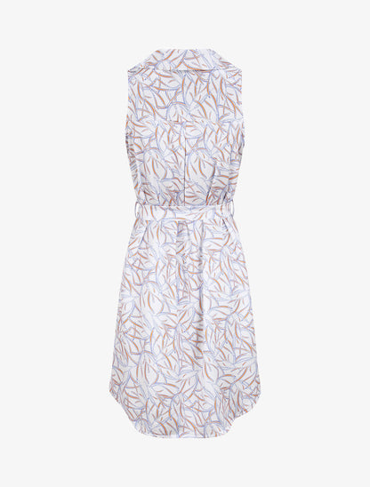 Robe chemise droite sans manches imprimé graphique - Blanc - 2