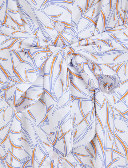 Robe chemise droite sans manches imprimé graphique - Blanc - 3