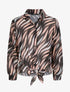 Chemise droite à nouer imprimé lignes stylisées - Noir - 5