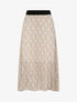Jupe plissée mi-longue évasée imprimé géométrique stylisé - Beige - 4