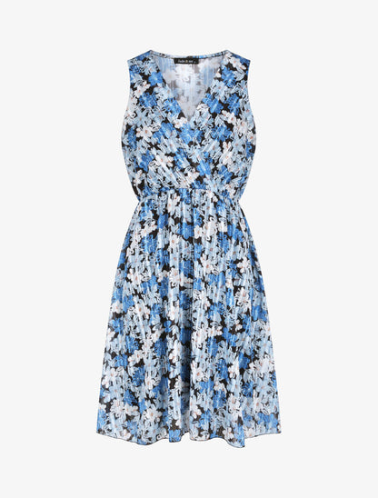 Robe patineuse imprimé lys - Bleu - 1