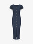 Robe longue fourreau unie à manches courtes - Bleu - 1