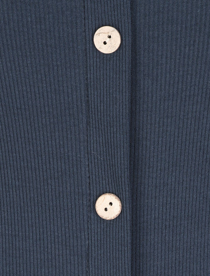 Robe longue fourreau unie à manches courtes - Bleu - 3
