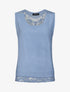 Top droit uni sans manches dos en dentelle - Bleu - 1