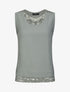 Top droit uni sans manches dos en dentelle - Kaki - 4