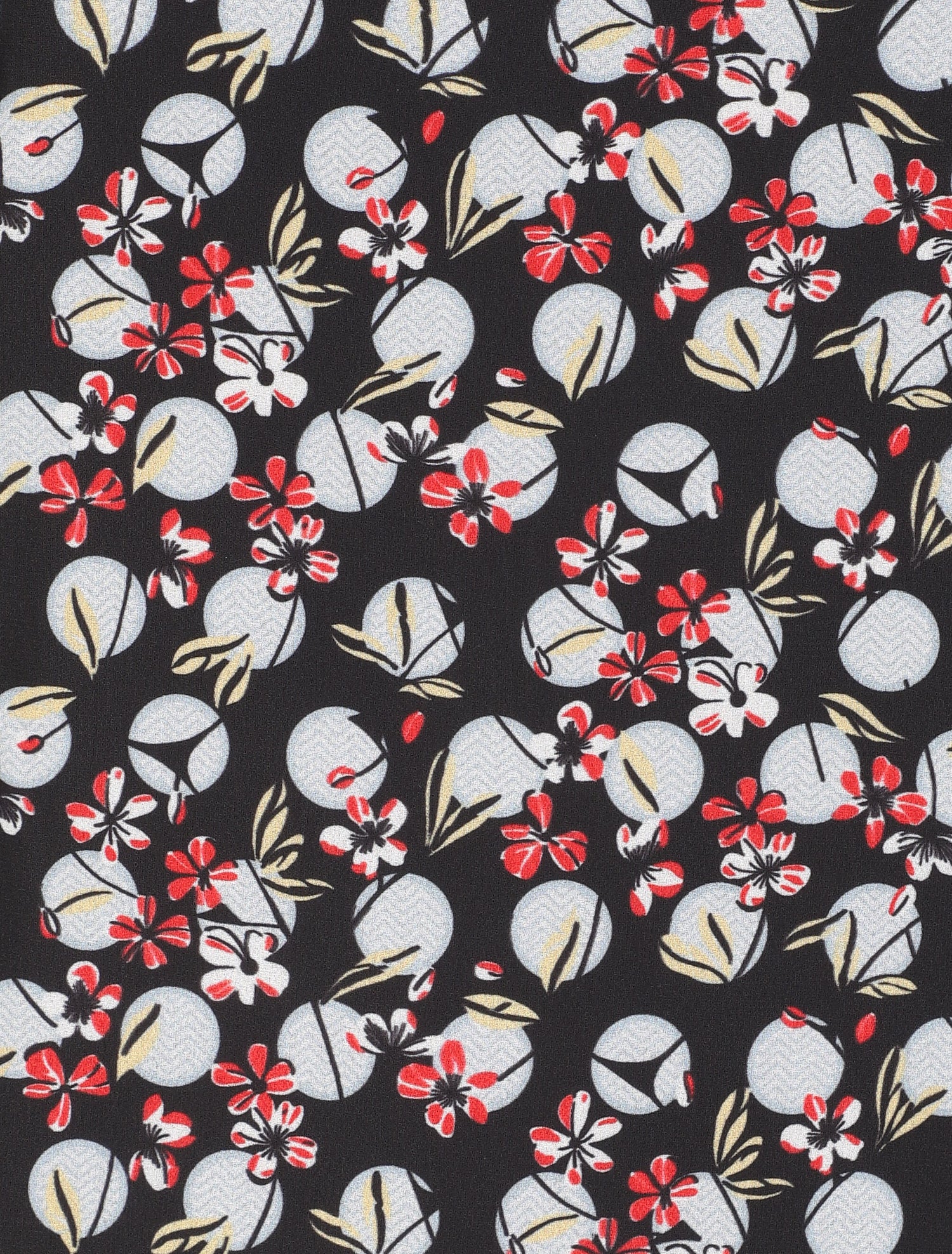 Top droit à manches volantées imprimé fleurs et pois - Noir - 3