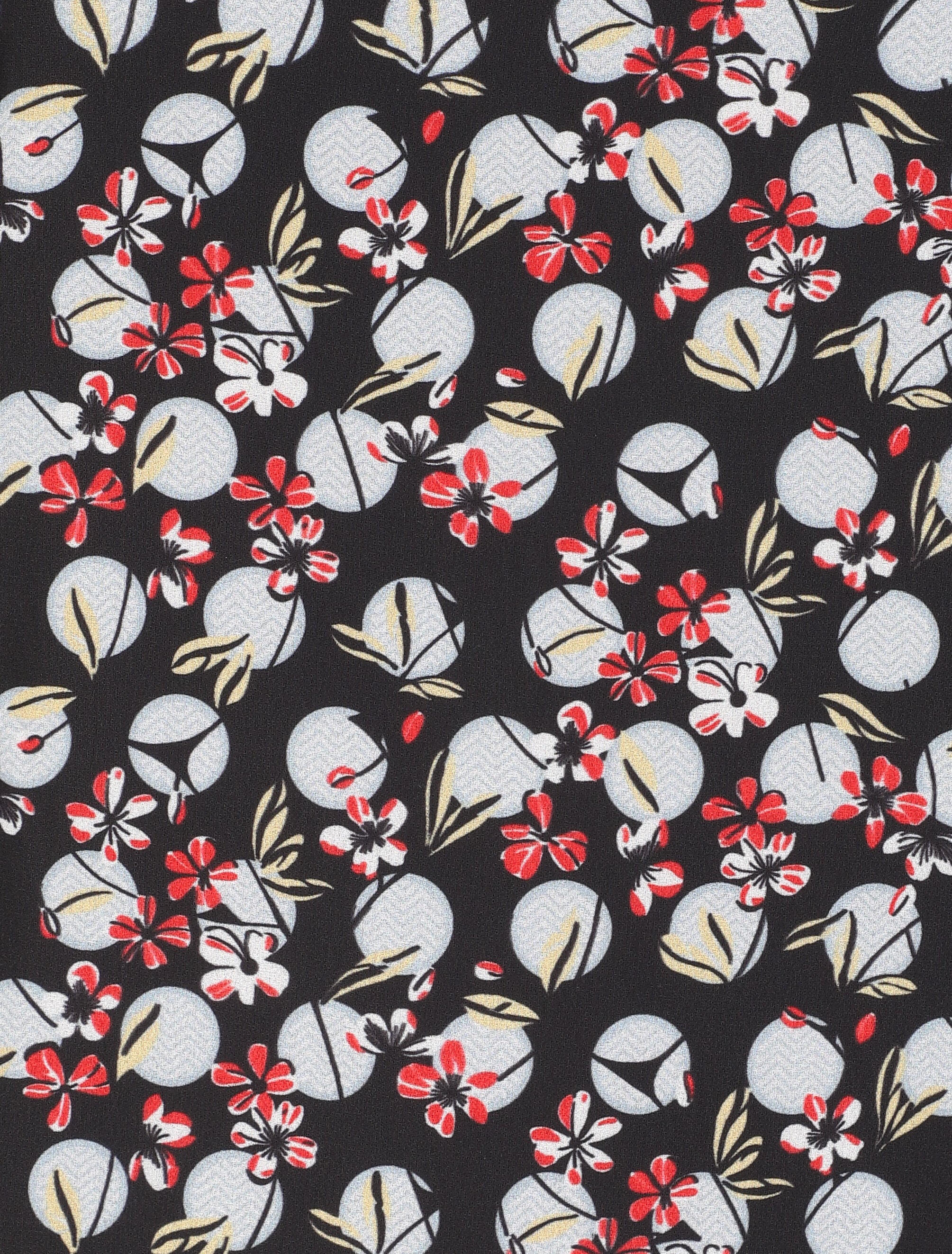 Top droit à manches volantées imprimé fleurs et pois - Noir - 3