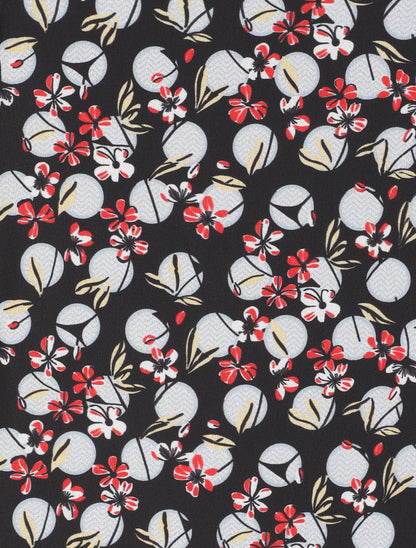 Top droit à manches volantées imprimé fleurs et pois - Noir - 3