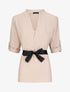 Blouse droite unie à manches 3/4 - Beige - 4
