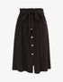 Jupe mi-longue évasée unie à taille froncée - Noir - 5