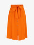 Jupe mi-longue évasée unie à taille froncée - Orange - 1