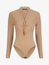 Body uni à col style noeud - Camel - 4