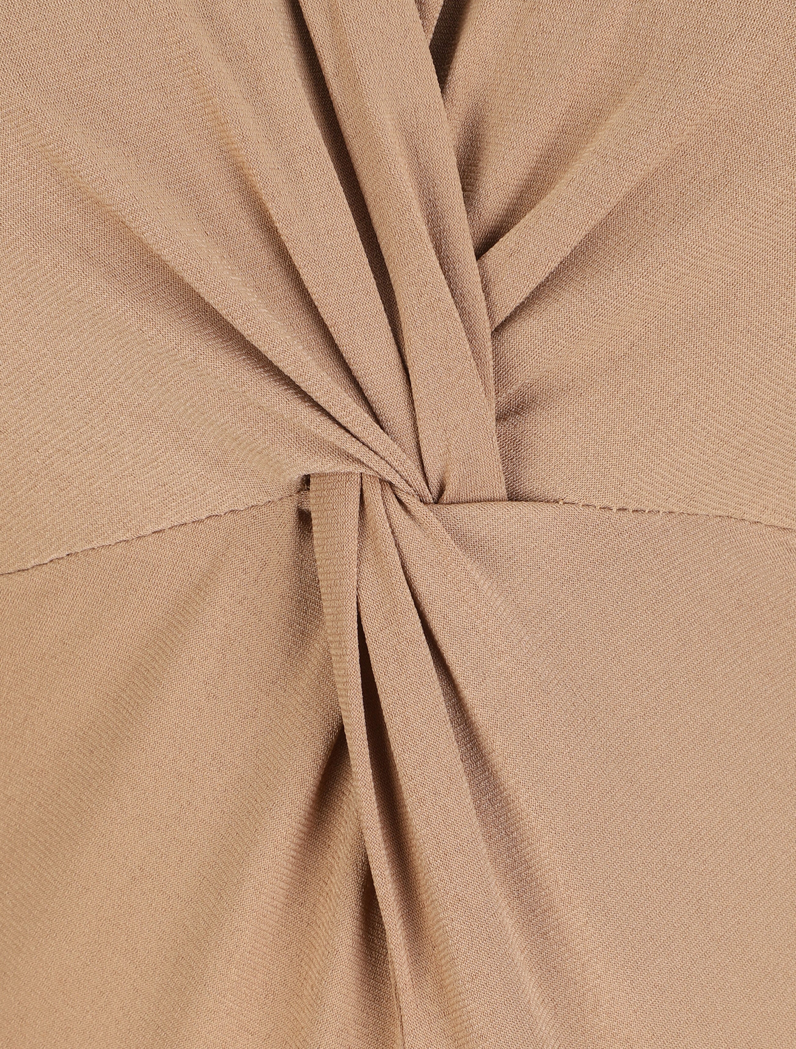 Body uni à col style noeud - Camel - 3