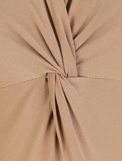 Body uni à col style noeud - Camel - 3