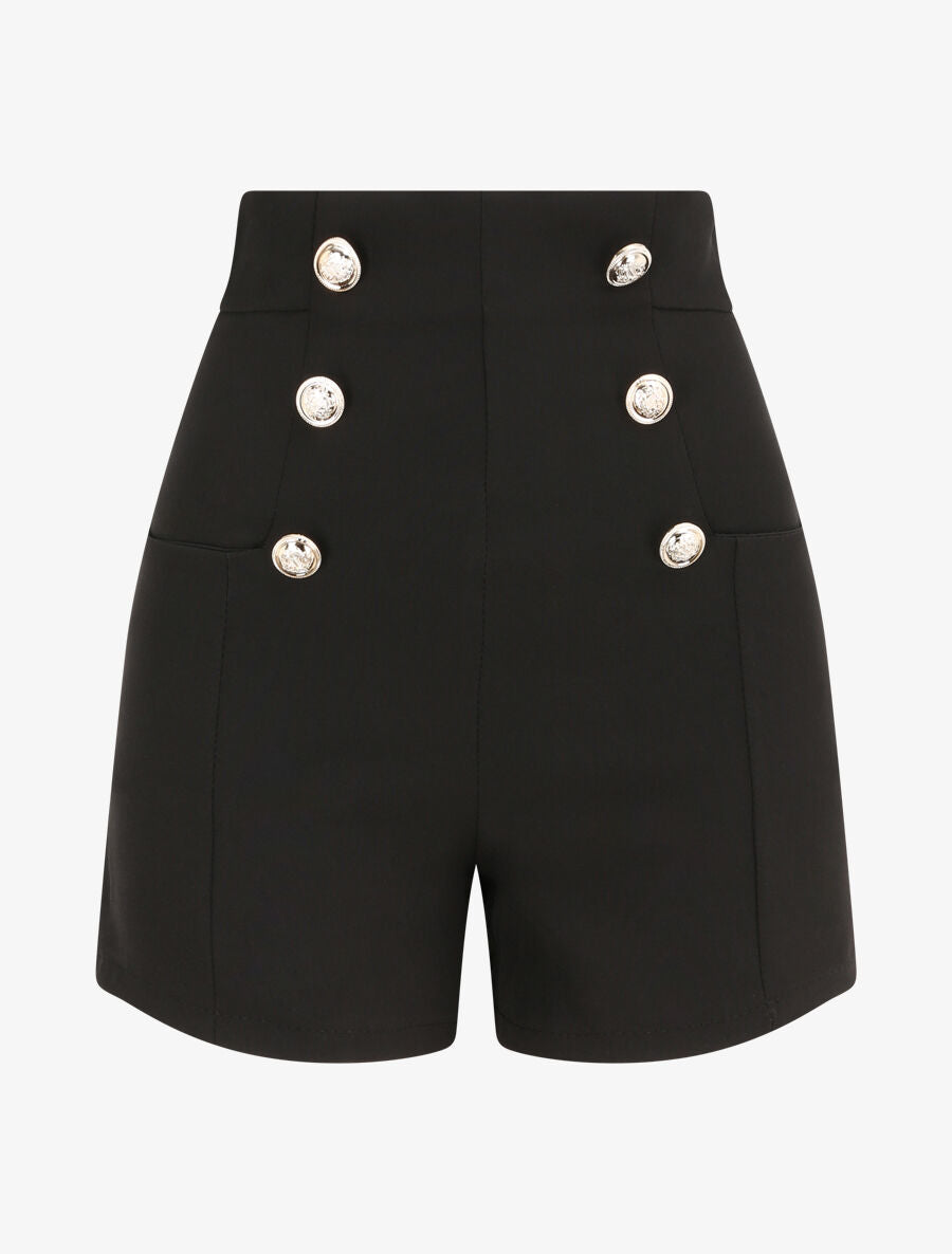 Short uni à boutons stylisés - Noir - 1