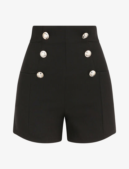 Short uni à boutons stylisés - Noir - 1