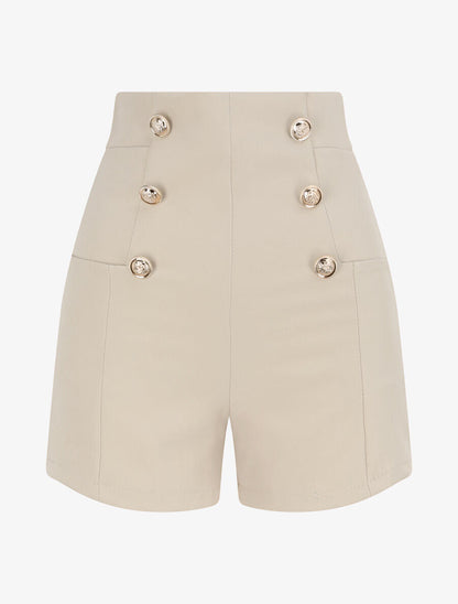 Short uni à boutons stylisés - Beige - 5