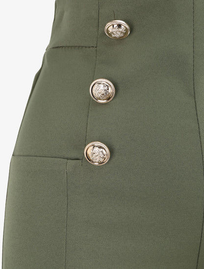 Short uni à boutons stylisés - Kaki - 3