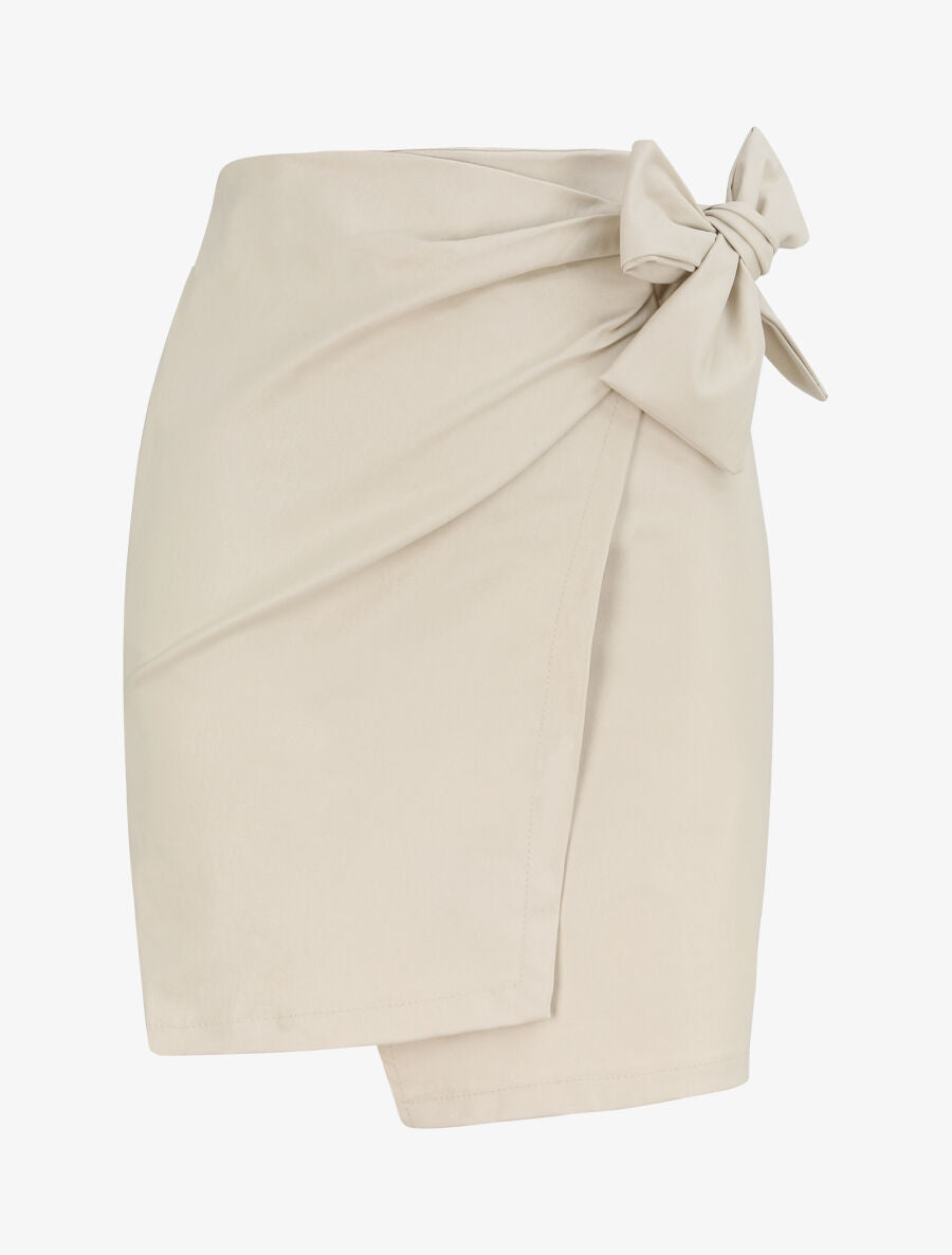 Jupe portefeuille en simili - Beige - 1