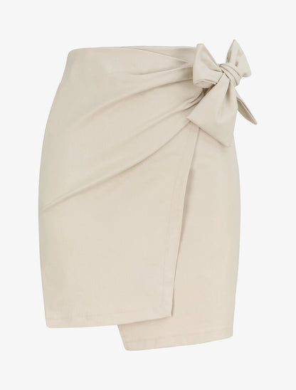 Jupe portefeuille en simili - Beige - 1